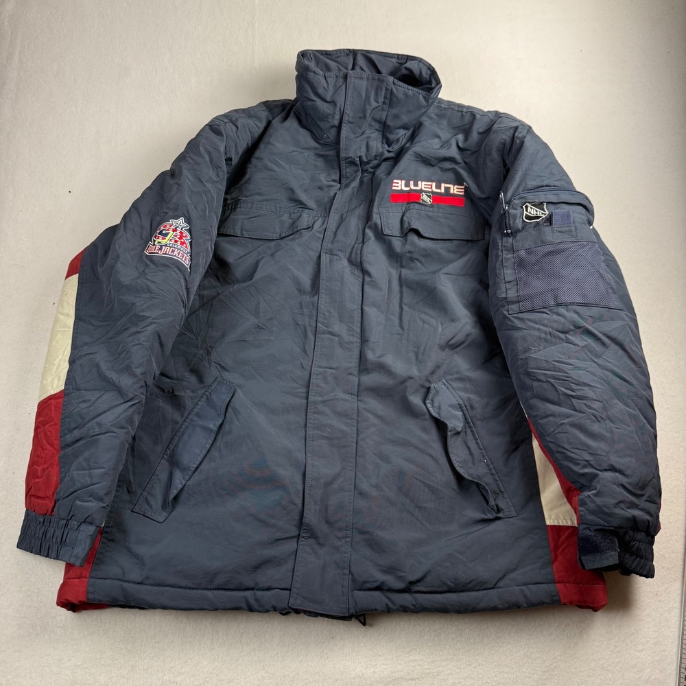 Blueline NHL Columbus Blue Jackets Vintage Men's Navy Puffer Parka Jacket Medium